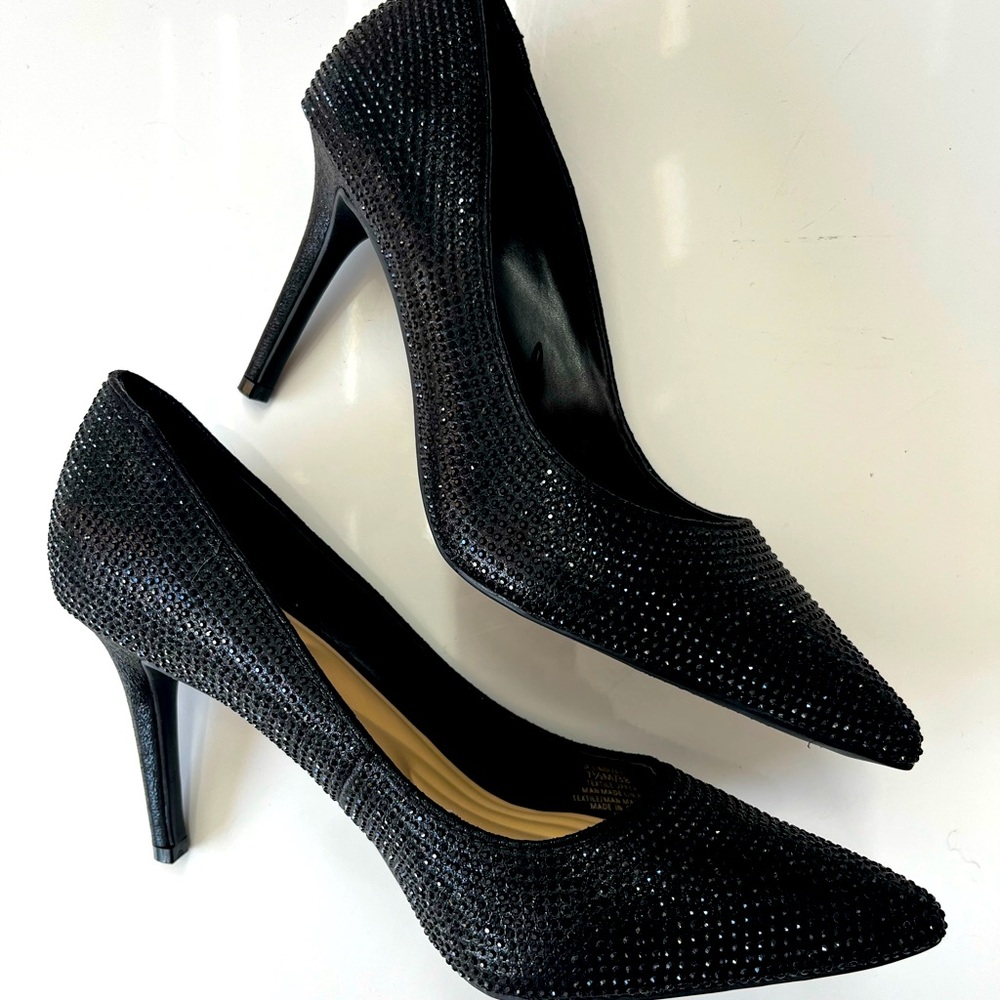 Jessica Simpson Black Rhinestone Black 3 1/2” Stiletto Size 7.5 NEVER WORN
